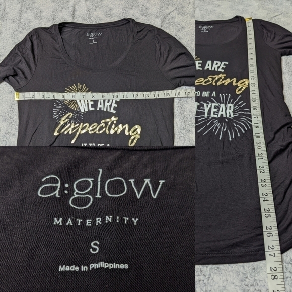 ✨3/$15 A: Glow black & gold new year pregnancy  top S - Picture 4 of 5